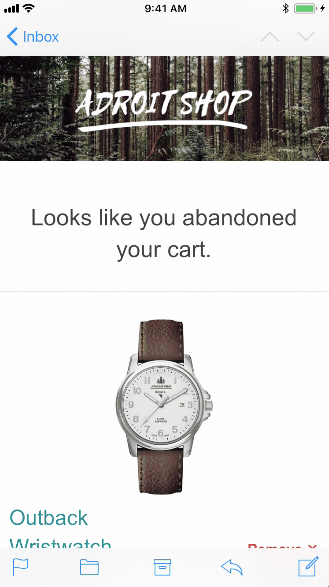 Adroit Shop cart abandonment email GIF