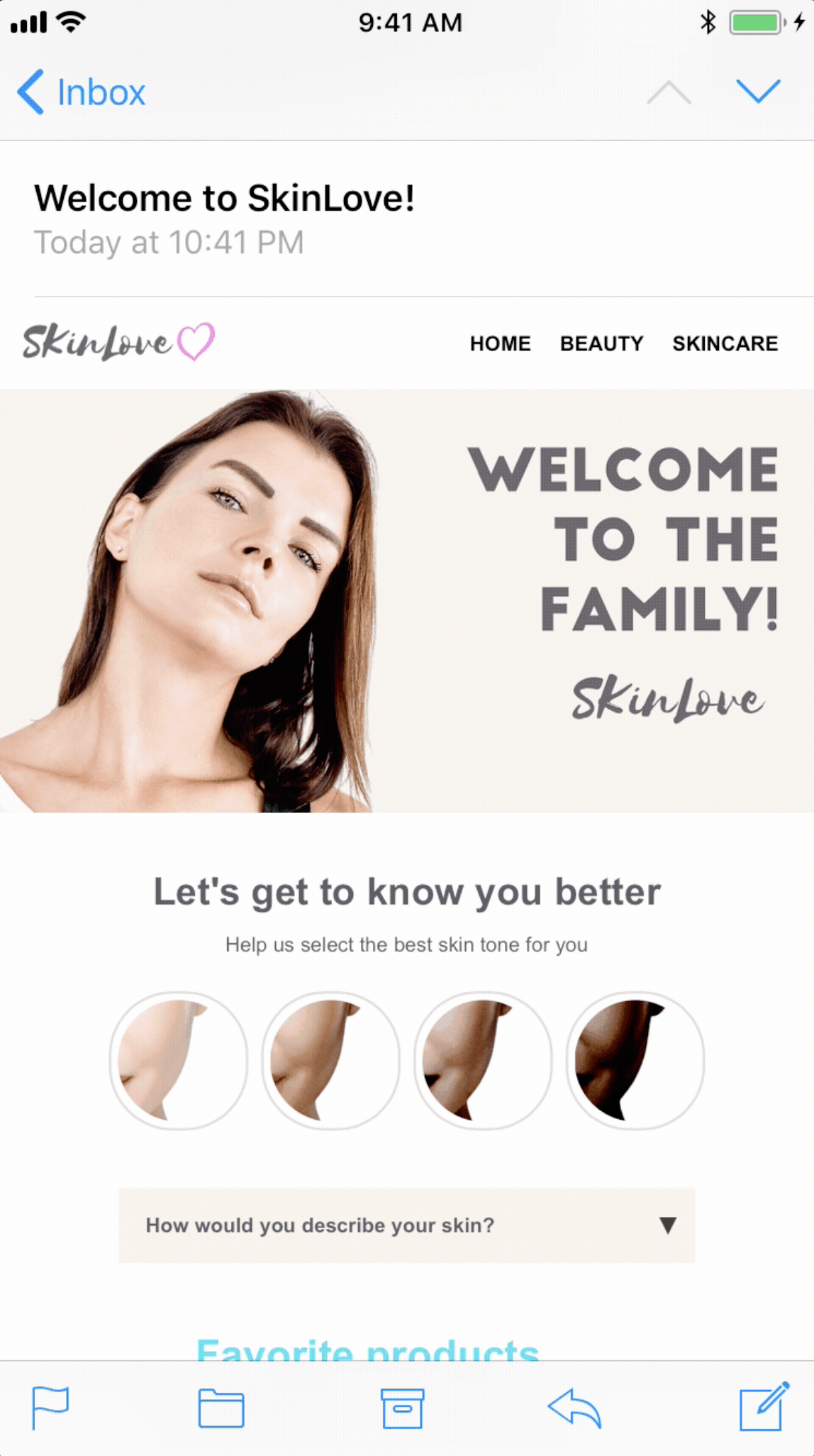 SkinLove welcome email GIF