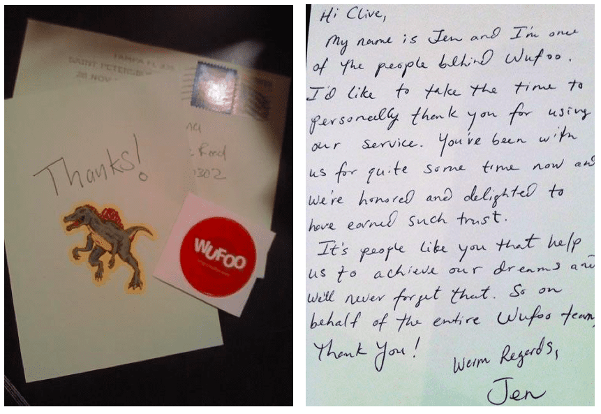 Wufoo thank you note
