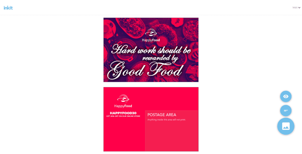 Inkit direct mail screenshot - Happy Food