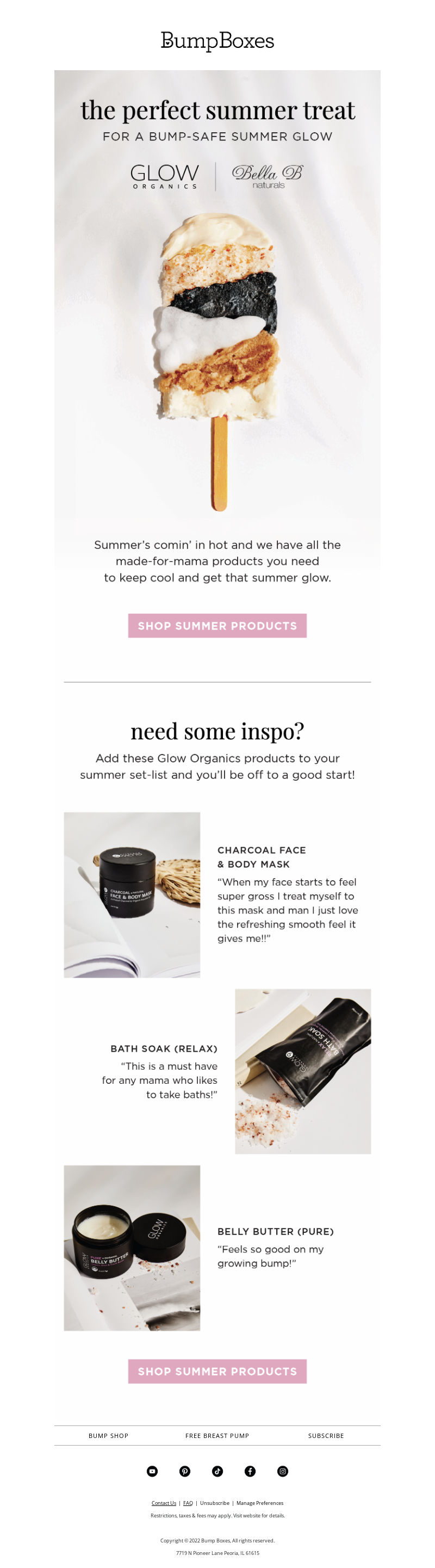 Bump Boxes sent a seasonally relevant email during the Summer