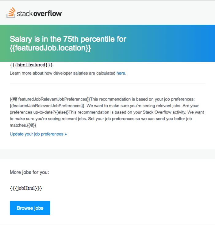 Stack Overflow dynamic content: email template