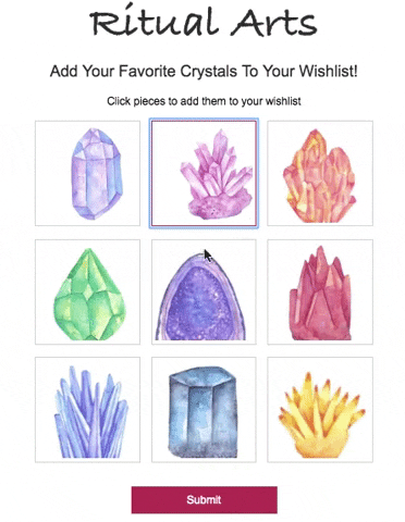 Ritual Arts interactive wishlist email mockup