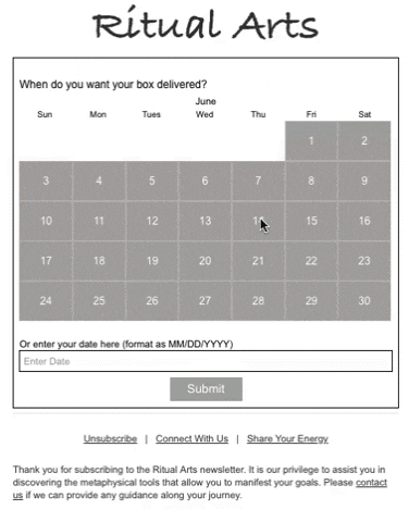 Interactive email calendar GIF