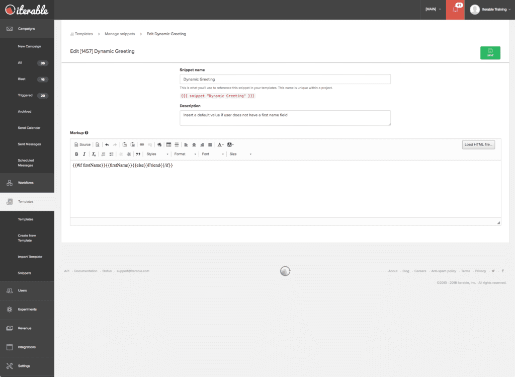 Snippets Step 1: Build using handlebars logic