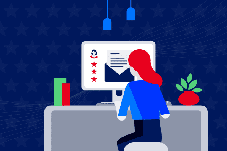 Illustration of email marketer building Labor Day campaign