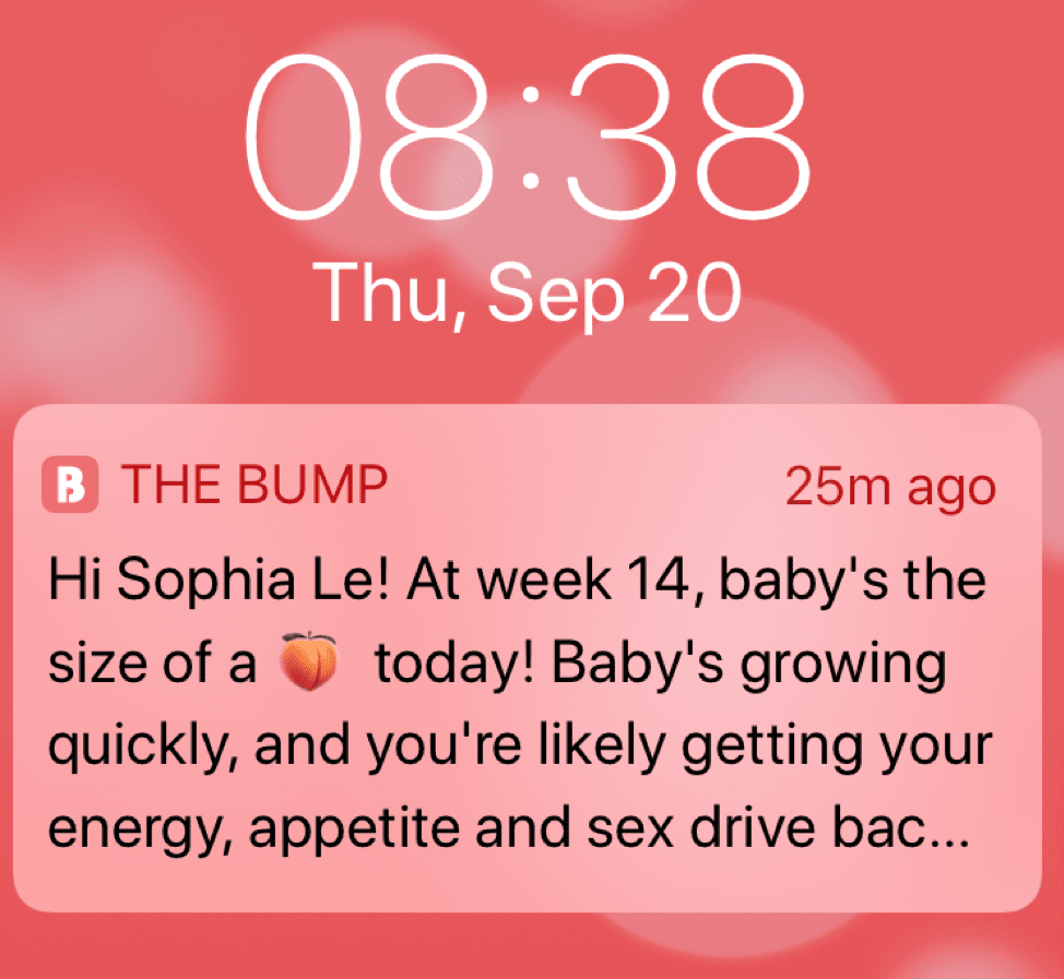 The Bump mobile push notification