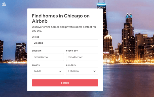 Airbnb post-click experience: Chicago landing page