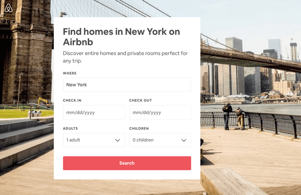 Airbnb post-click experience: New York landing page