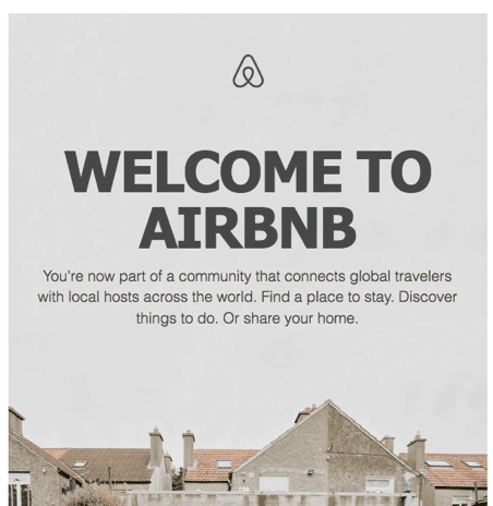 Airbnb post-click experience: Welcome email