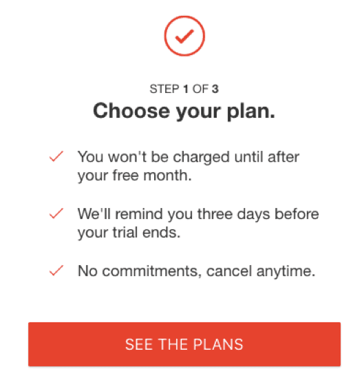 Netflix post-click experience: Choose your plan