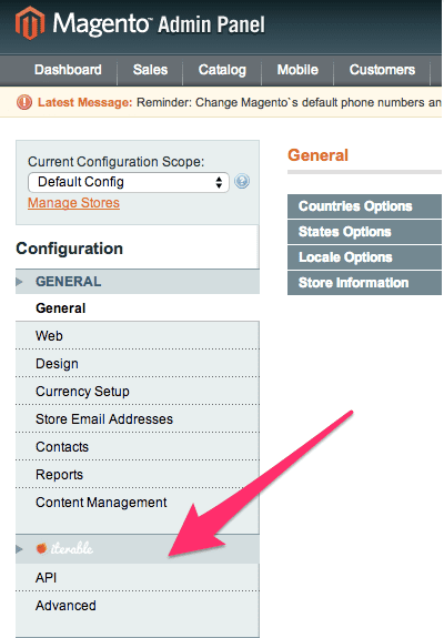 Enable the Iterable plug-in from the Magento Admin Portal.