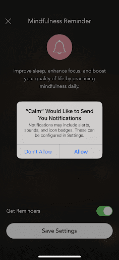 Calm iOS Opt-in Push Notification Example