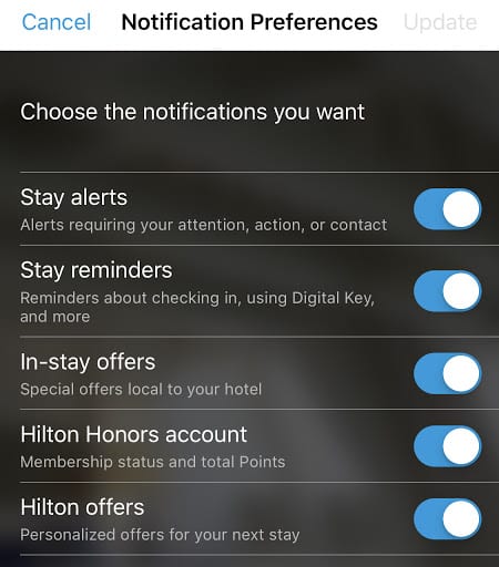 Hilton Honors Mobile Preference Center