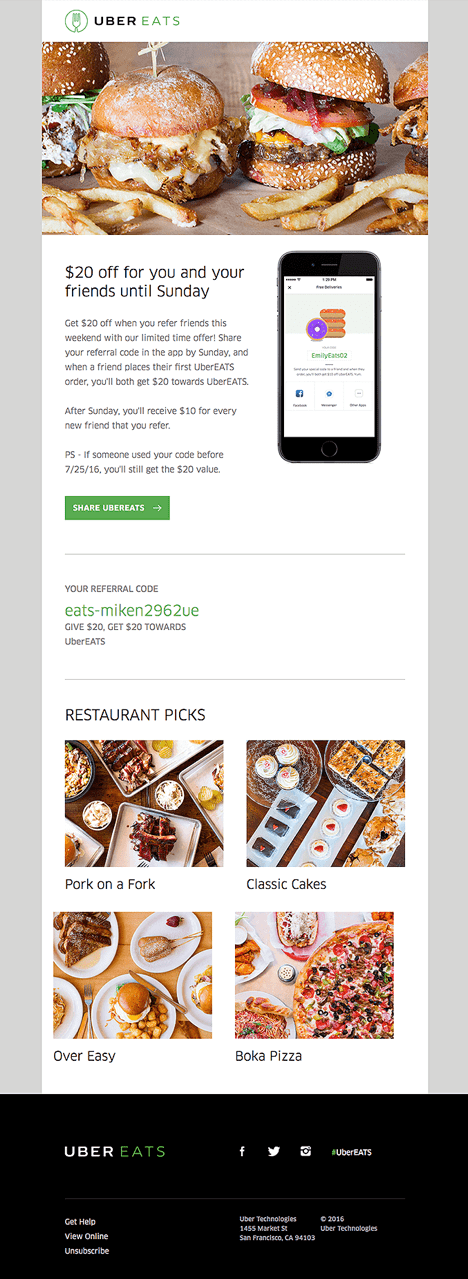 Uber Eats Referral Campaign