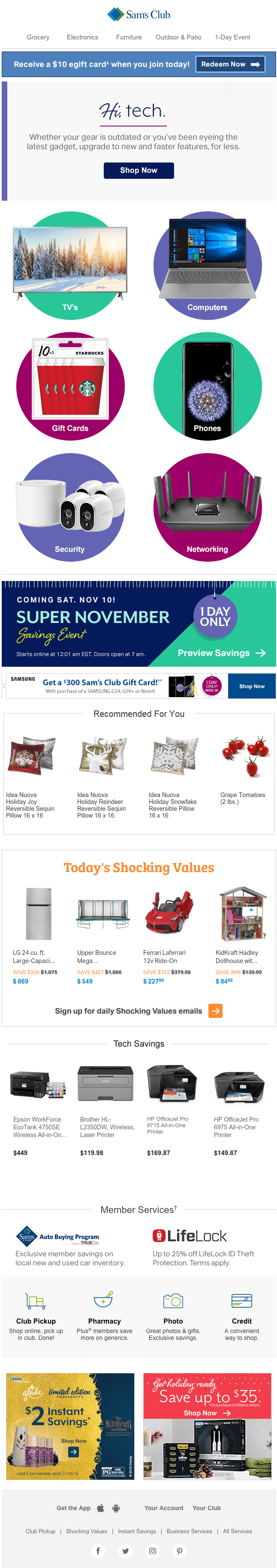 Email from Sam's Club