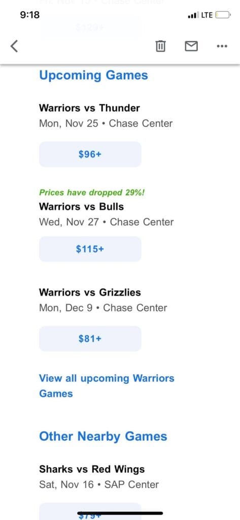Seatgeek Recommendations from Pricing