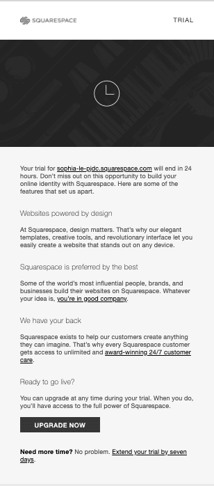 Squarespace reactivation email