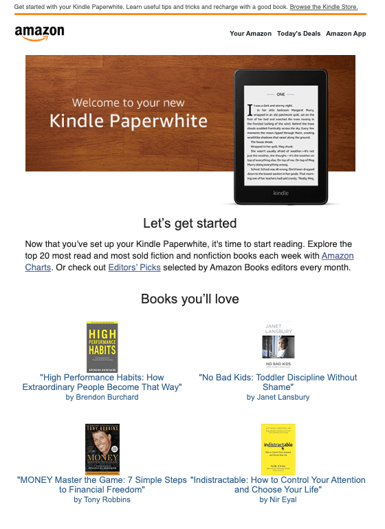 Amazon Kindle cross-sell email