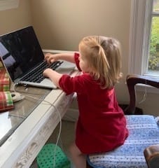 Georgia playing on Margie's laptop