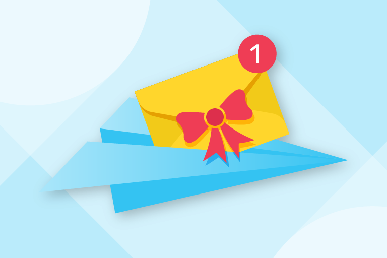 Email icon with holiday bow to demonstrate deliverability