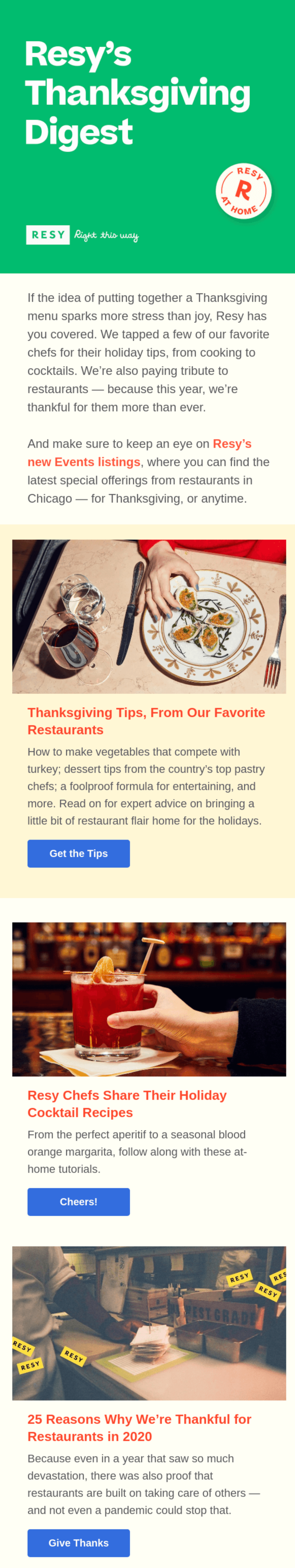 Resy uses geo-location in their thanksgiving campaign
