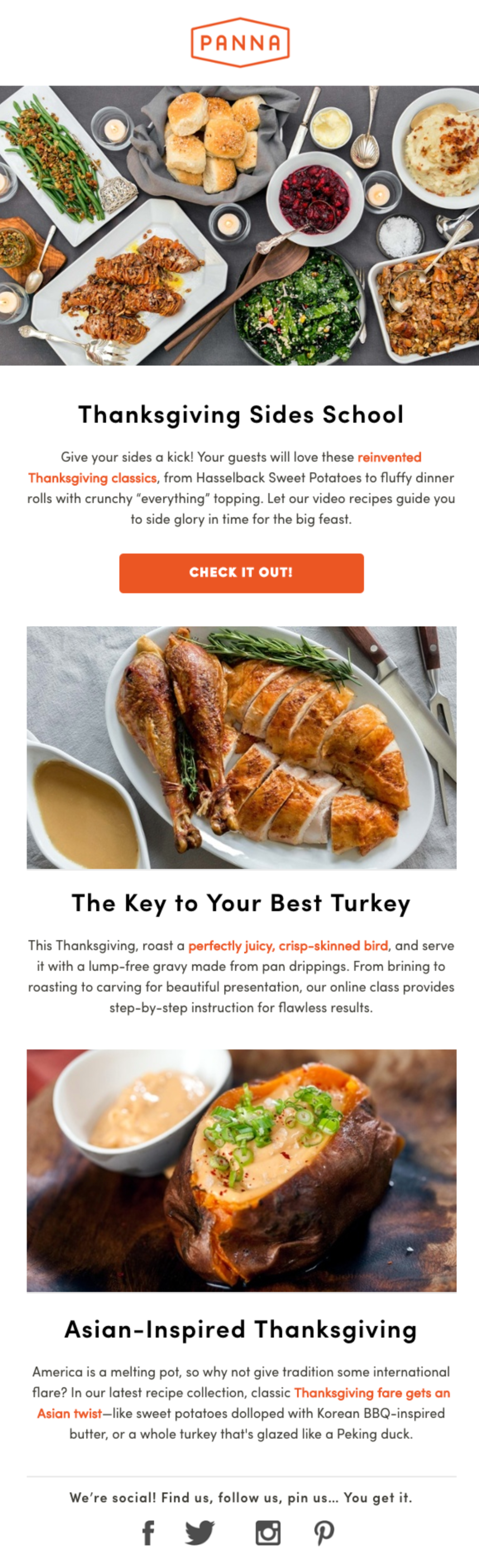 Panna offers helpful content for their Thanksgiving campaign
