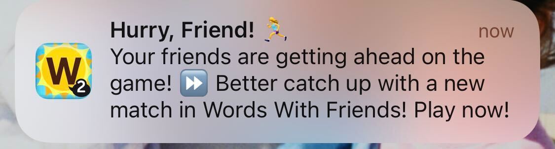 Words With Friend Re-Engagement push