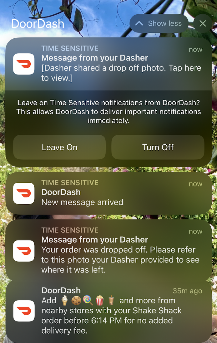 DoorDash informational push
