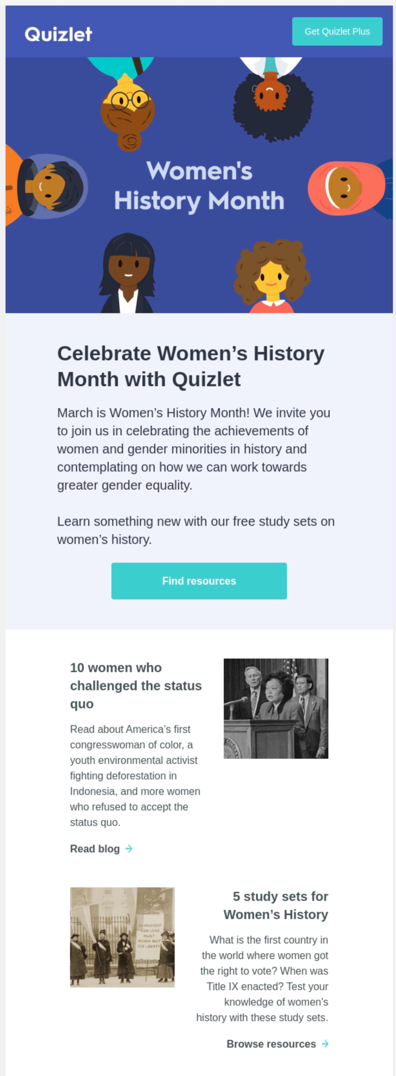 Quizlet Provides Women's History Study Sets