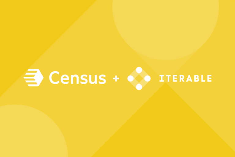 Census and Iterable Logo on yellow iterable background with iterable logo overlayed