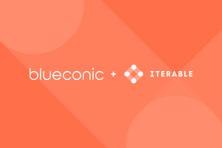 Iterable orange background with Blueconic and Iterable logos