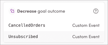 Decrease goal outcome custom events