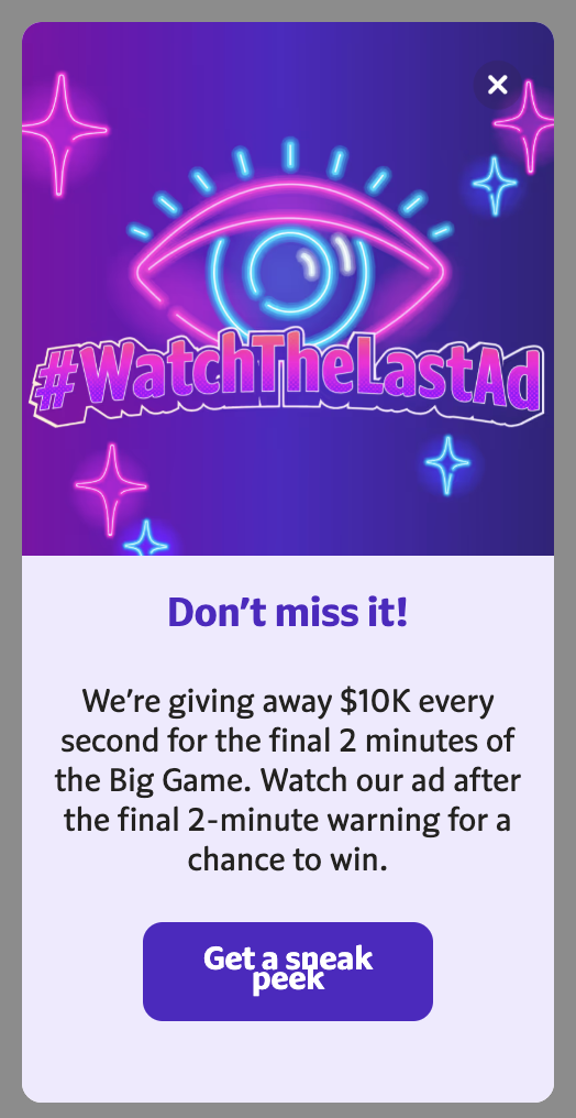 Fetch's Super Bowl Giveaway App Notification