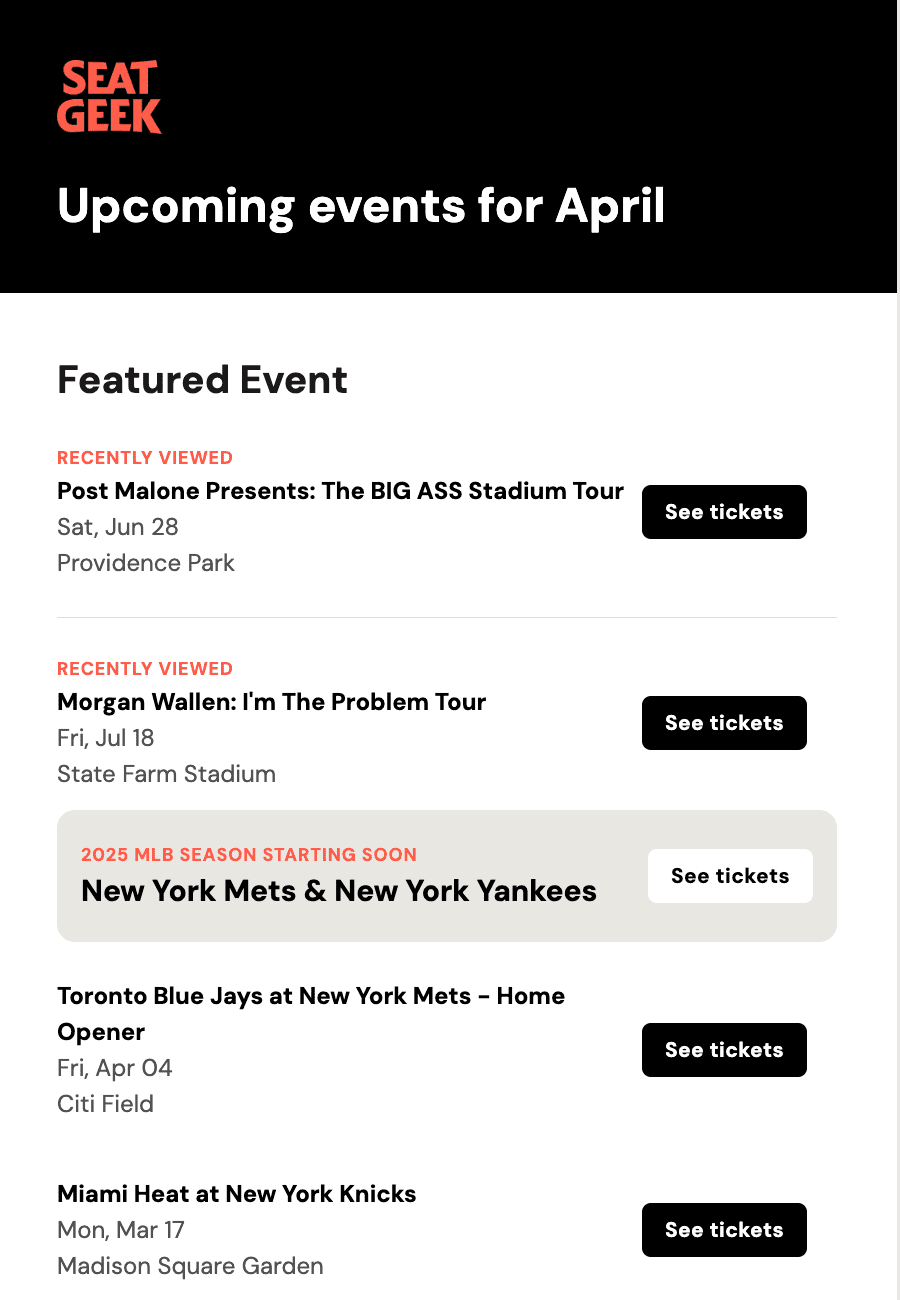 SeatGeek Upcoming Events image